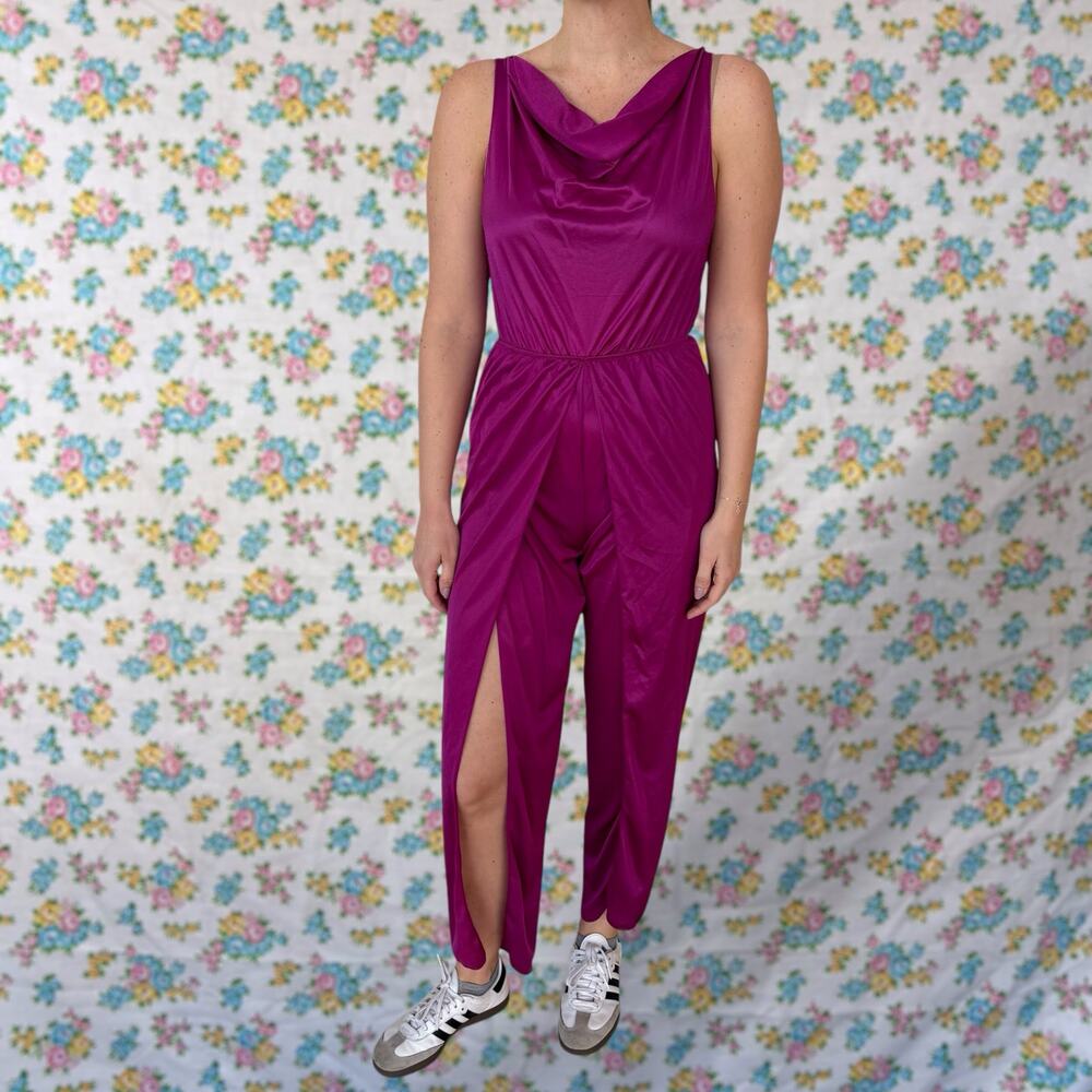 Vintage 80s fuschia Pink undercoverwear jumpsuit romper